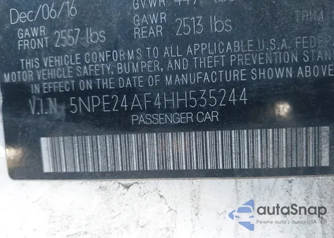 2017 Hyundai Sonata from USA, damaged, VIN 5NPE24AF4HH535244